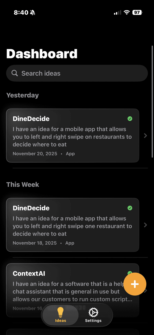 IdeaSpot App Screenshot 1